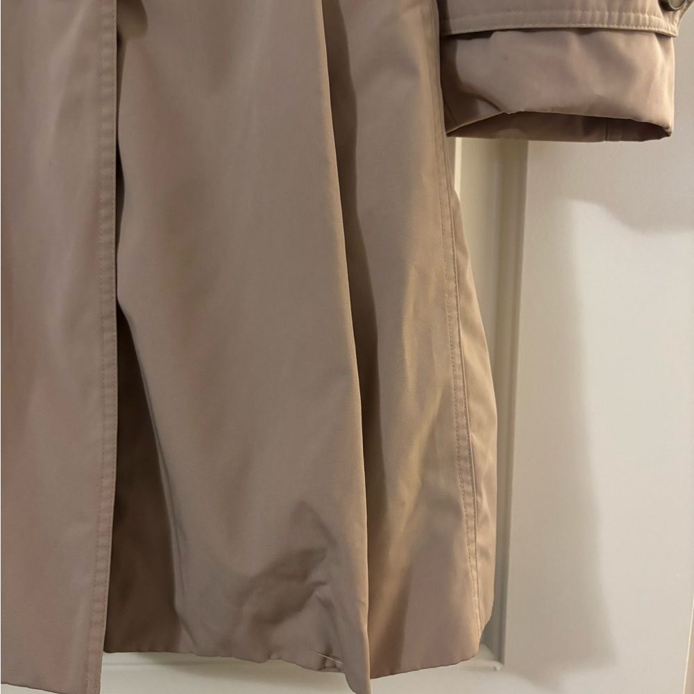 London Fog Belted Trench Coat Taupe Water Resistant Classic Elevated Small NWOT - Picture 6 of 13